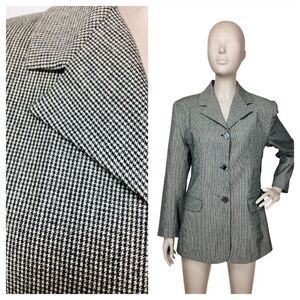Vintage 70s Ricciardi Alta Moda Houndstooth Tailored Blazer Jacket Italy M/L